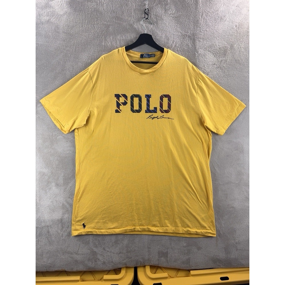 Polo Ralph Lauren T Shirt Mens Size XL Yellow Logo Graphic‎ Pony Preppy